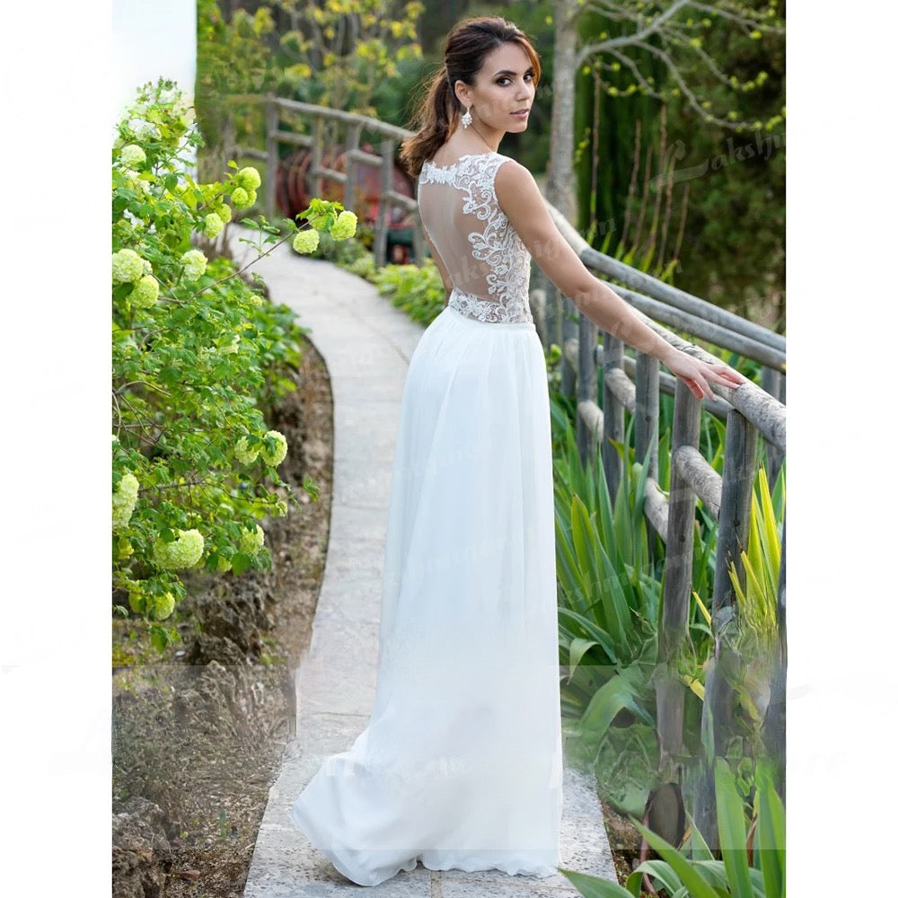 Modest Lace Boho Wedding Jumpsuit Beach Wedding Dress – Tulle Lux