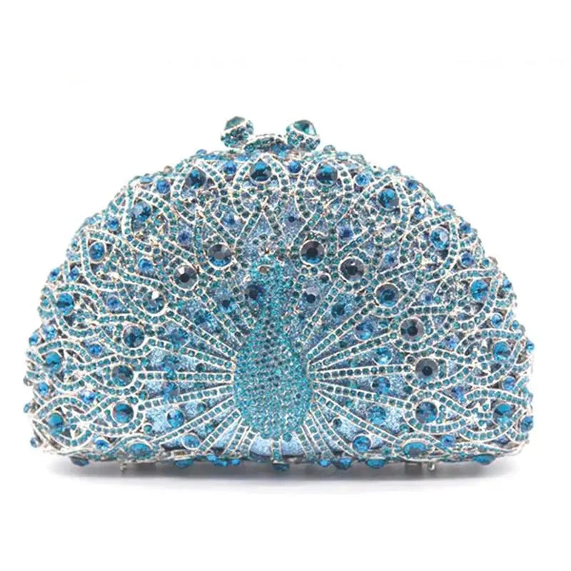 Rhinestone Crystal Peacock Clutch Evening Party Bags Hand Made