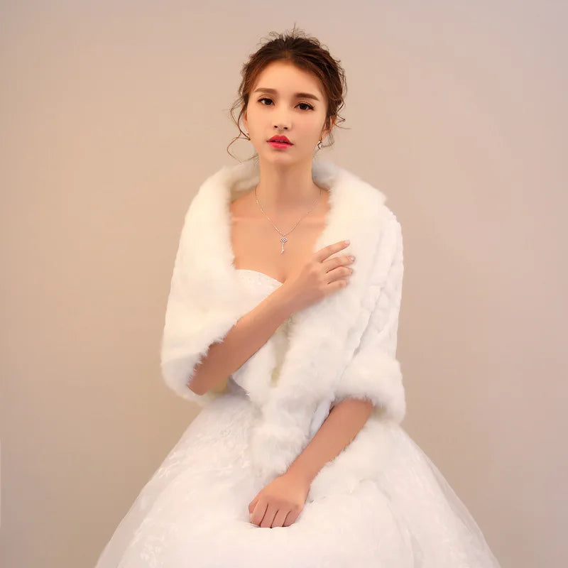 Faux Fur Bridal Shawl Wrap Woman's  Winter Shrug