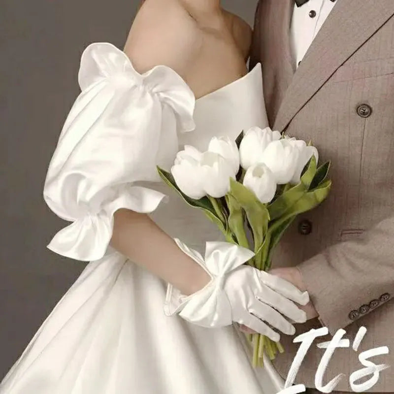 Detachable Satin Bridal Sleeves Wedding Puff Sleeves Cuff Bridal Accessory