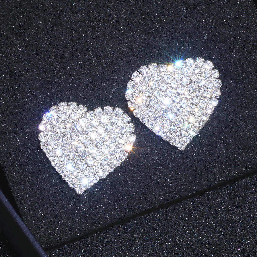 Crystal Heart Stud Earrings Fashion Earrings  Jewelry Accessory Gift
