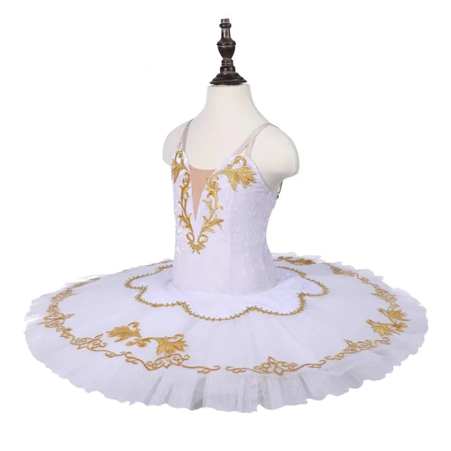 White Gold Fairy Tutu Professional Ballet Costume Pancake Tutu