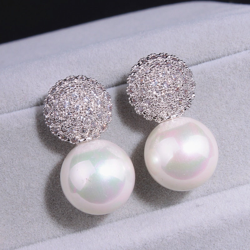 Party Pearl Earrings Elegant Crystals Stud Earrings For Women