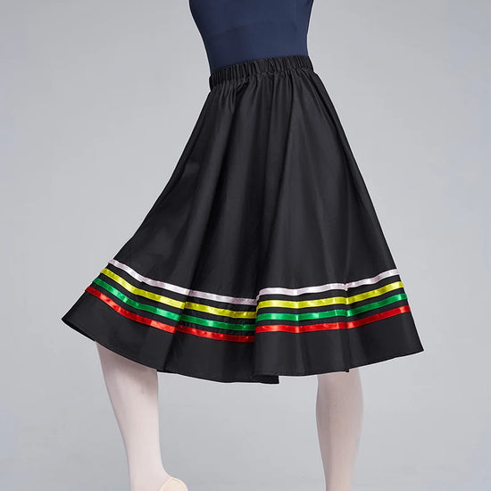 A-line Skirt Chic Mid-Calf Umbrella Skirt for Performance Dance