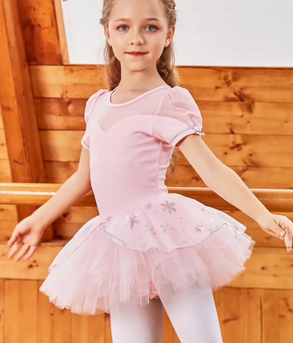 Girls Ballerina Dress Snowflake Classical Dance Costume