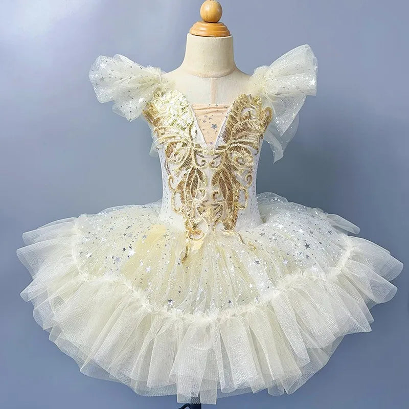 Girls Ballet Skirt Sequined Tutu Dance Princess  Performance Costume