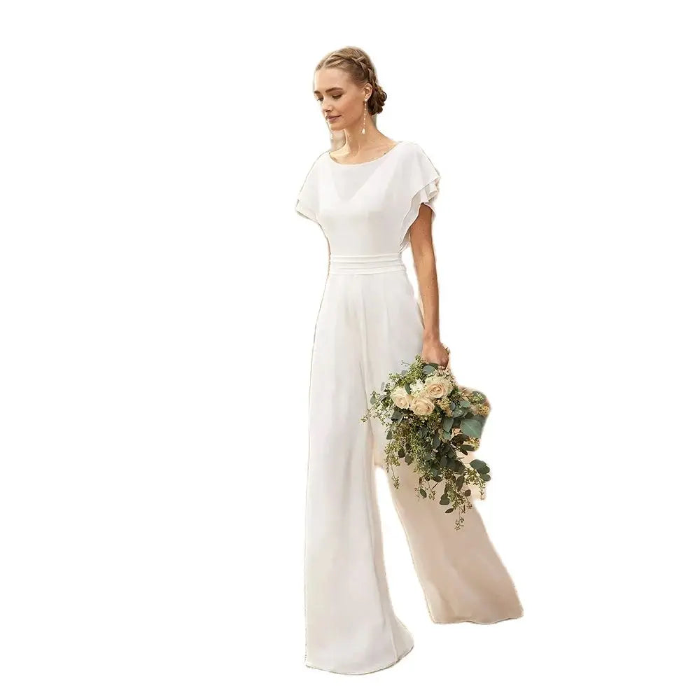 Wedding Jumpsuit Boho Beach Bridal Pants Suit,  Looking for a unique and comfortable wedding attire? Look no further than our modern, boho beach wedding jumpsuit.