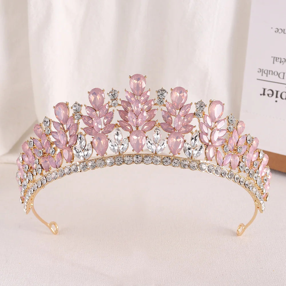 Rhinestones Crystal Crown Tiaras Bridal Hair Jewelry Wedding Hair Accessories Amazon.com: Teyglen Crystal Crown and Tiara for Women  main image 4