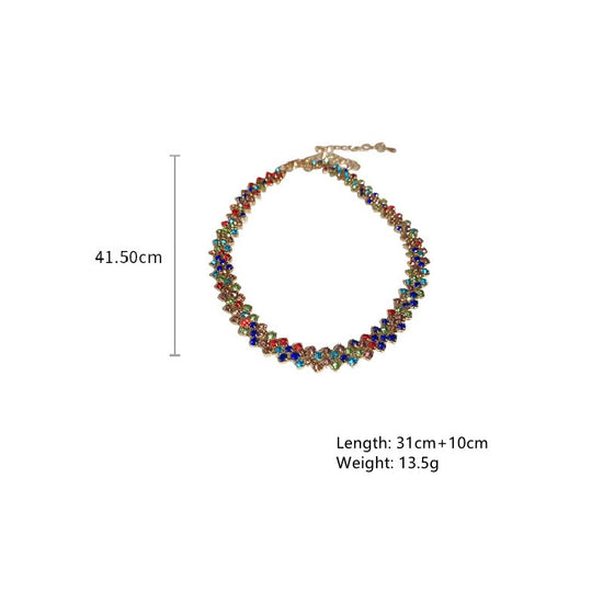 Fashion Colorful Rhinestone Chokers Geometric Crystal Necklaces