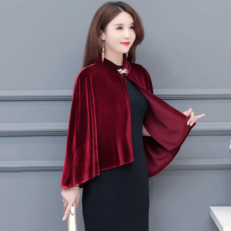Velvet Wedding Wrap Party Bolero Cape Coat Accessory, Indulge in the velvety smoothness of this opulent short cape wrap