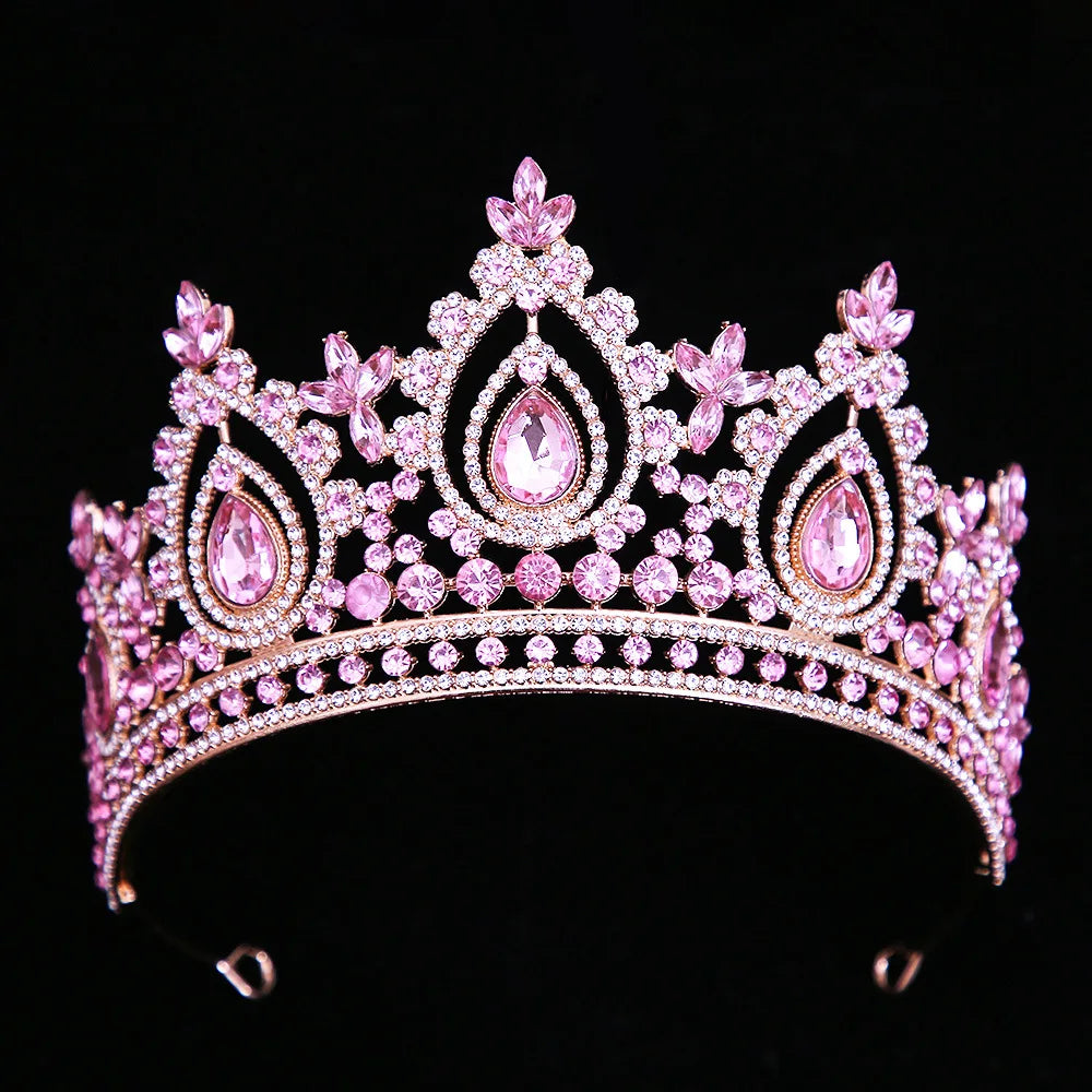 Crystal Party Tiara Crown Hair Accessory For Women,  Feel like a true queen with our Crown Pink Crystal Tiara Hair Accessories!