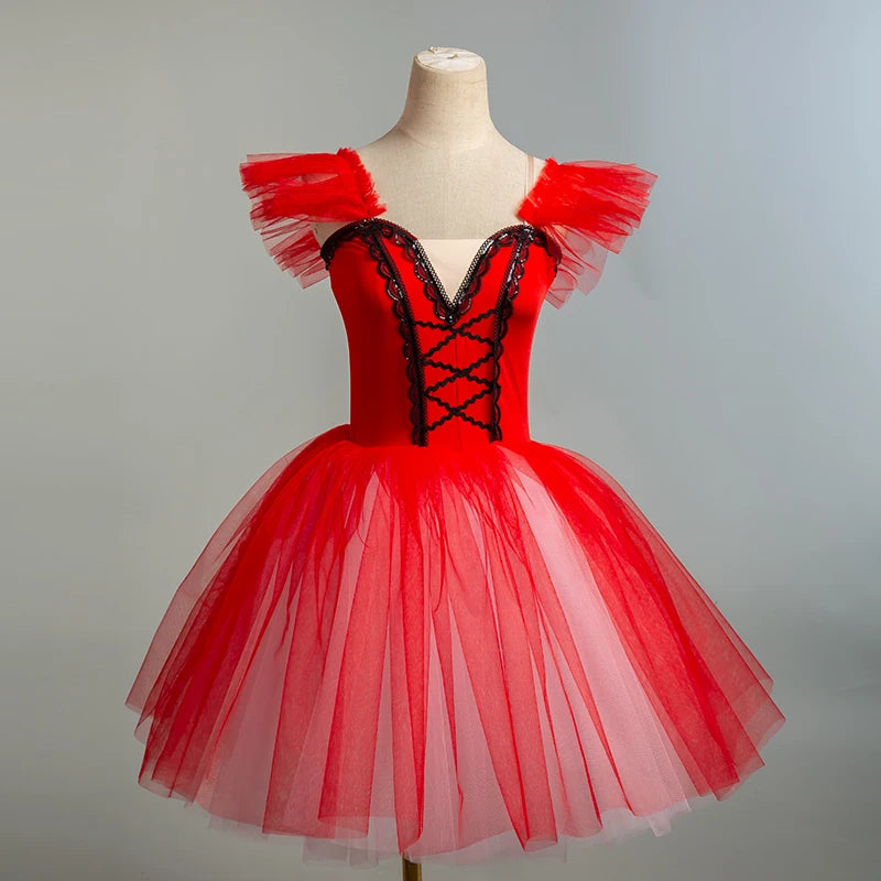 Girls Professional Ballet Tutu Long Dress Performance Dance Costume
