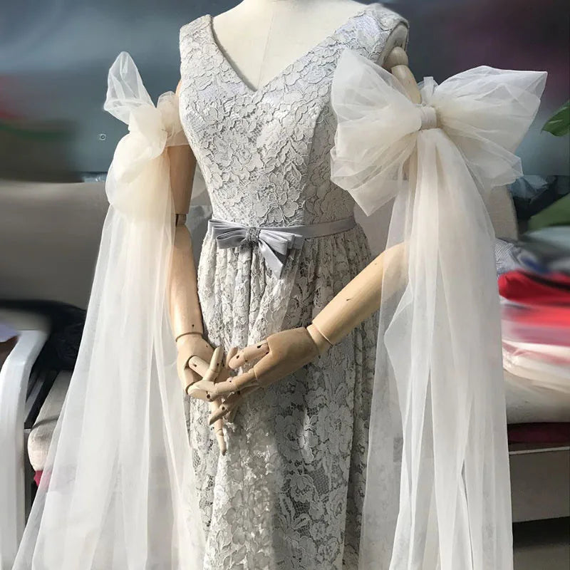 Detachable Bow Sleeves Tulle Arm Covering Dress Accessories
