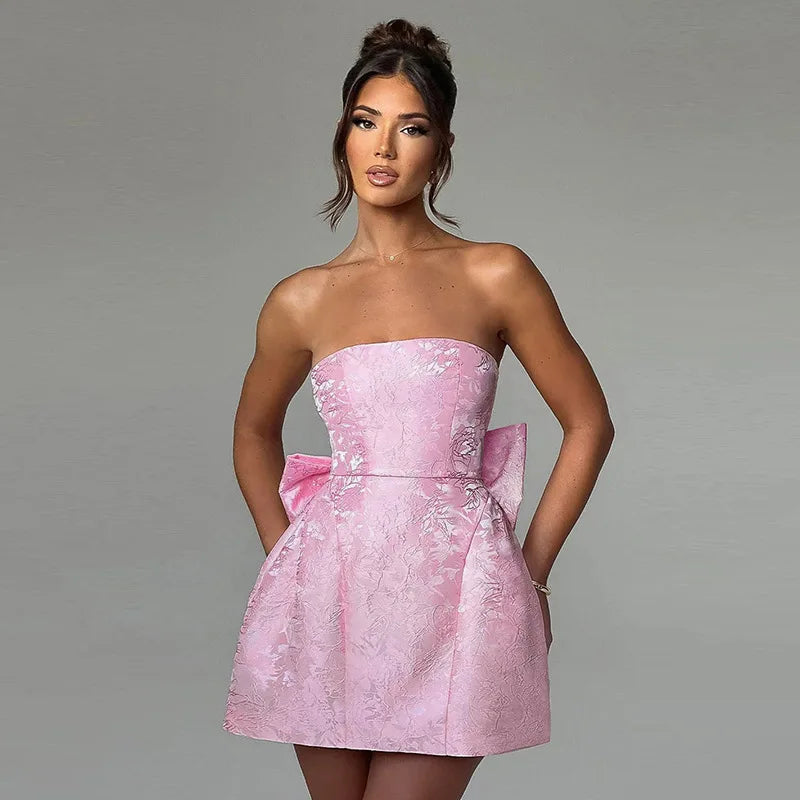 Mini Wedding Dress Strapless Bow Short Corset Backless