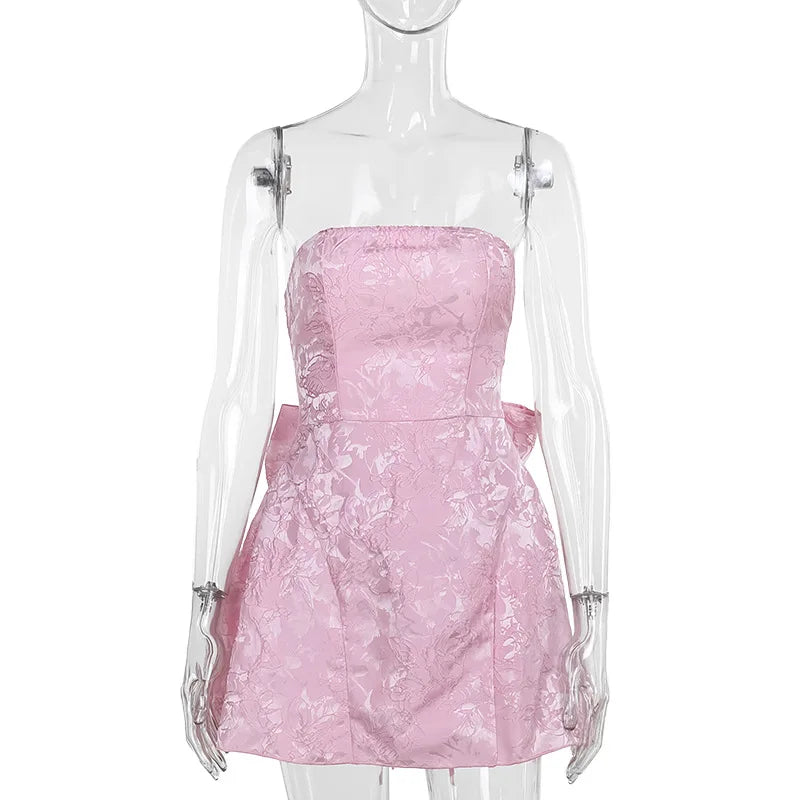 Mini Wedding Dress Strapless Bow Short Corset Backless
