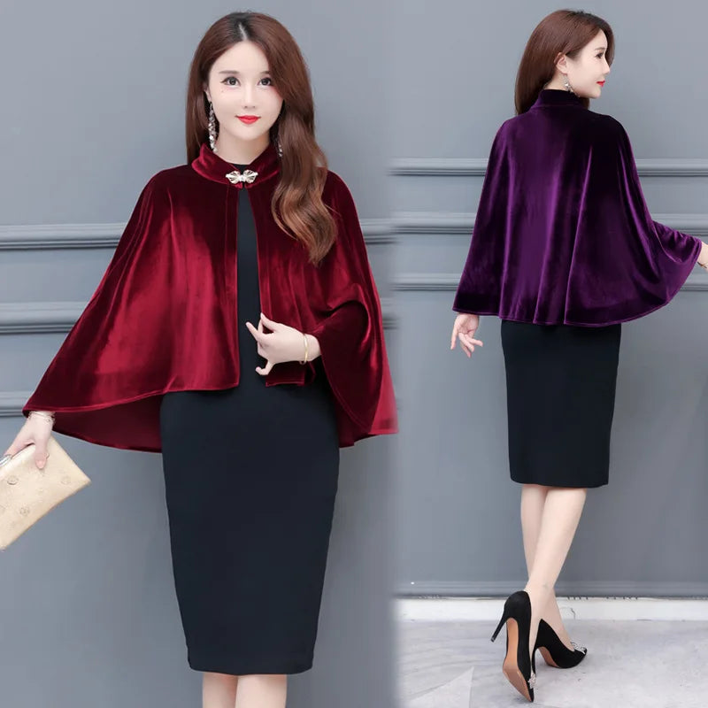 Velvet Wedding Wrap Party Bolero Cape Coat Accessory, Indulge in the velvety smoothness of this opulent short cape wrap
