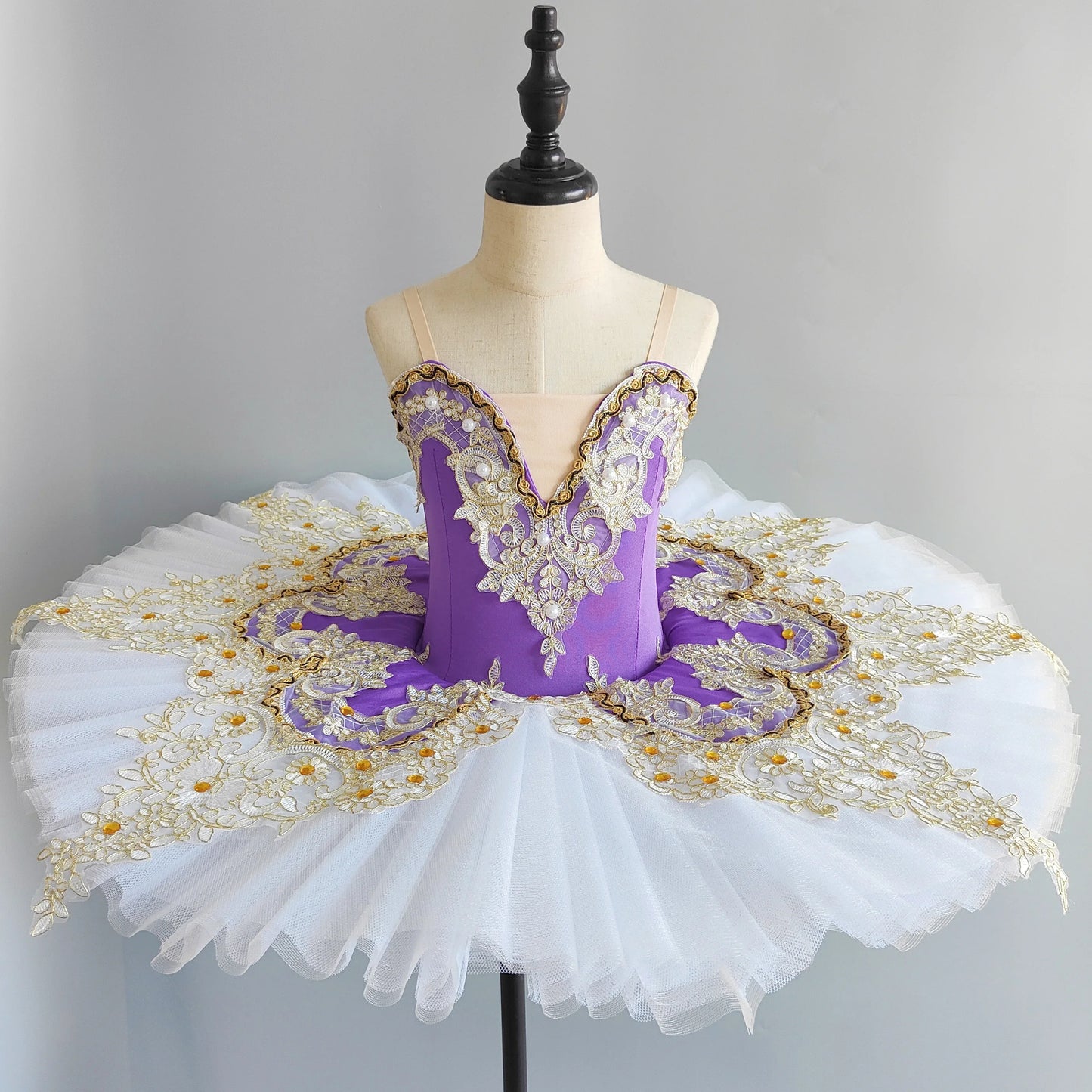 Red Crystal Lace Professional Ballet Tutu Classical Pancake Tutu Ballerina Costumes For Girls