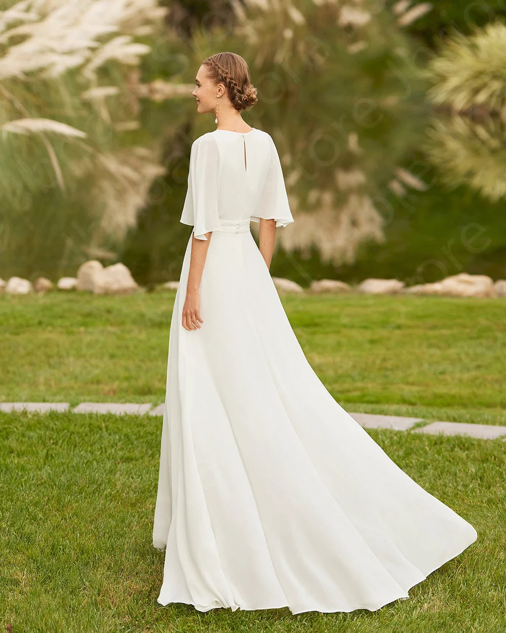 Wedding Jumpsuit Chiffon Boho Beach Bridal Pants Suit, Step into your dream beach wedding with our Chiffon Boho Wedding Pants Suit. This one-piece jumpsuit