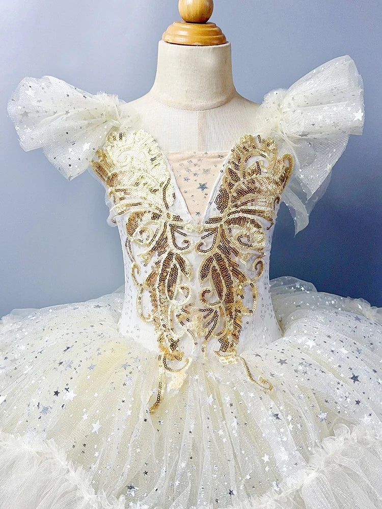 Girls Ballet Skirt Sequined Tutu Dance Princess  Performance Costume