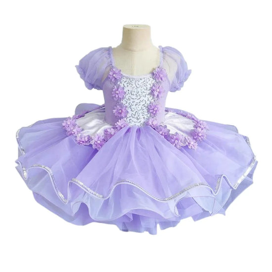 Girls Sequined Ballerina Dance Tutu Dress Costume