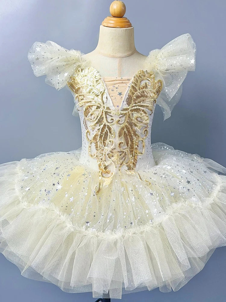 Girls Ballet Skirt Sequined Tutu Dance Princess  Performance Costume