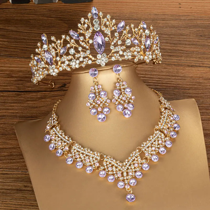 Crystal Tiara Jewelry Set Tiara Earrings Choker Necklace  display picture 2