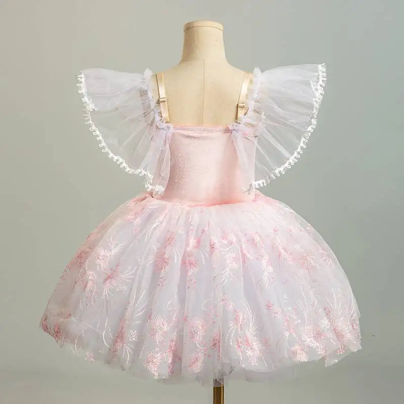 Pink Ballerina Dress For Girls Tutu Performance Dance Costume