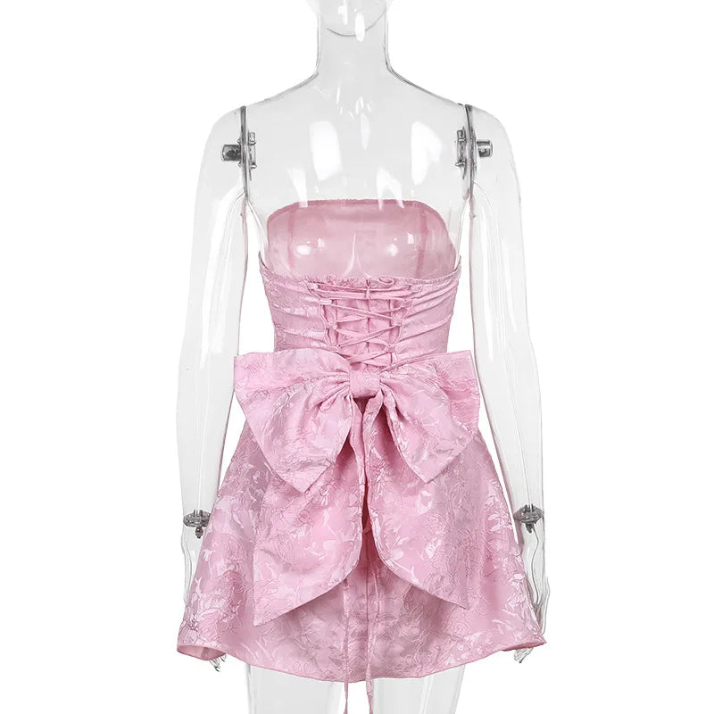 Mini Wedding Dress Strapless Bow Short Corset Backless