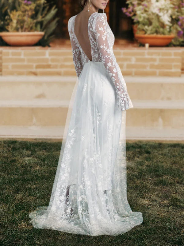 Wedding Jumpsuit Beach Bridal Pants Suit, Make a statement on your special day with our White Beach Wedding Jumpsuit. The cut lace one piece design