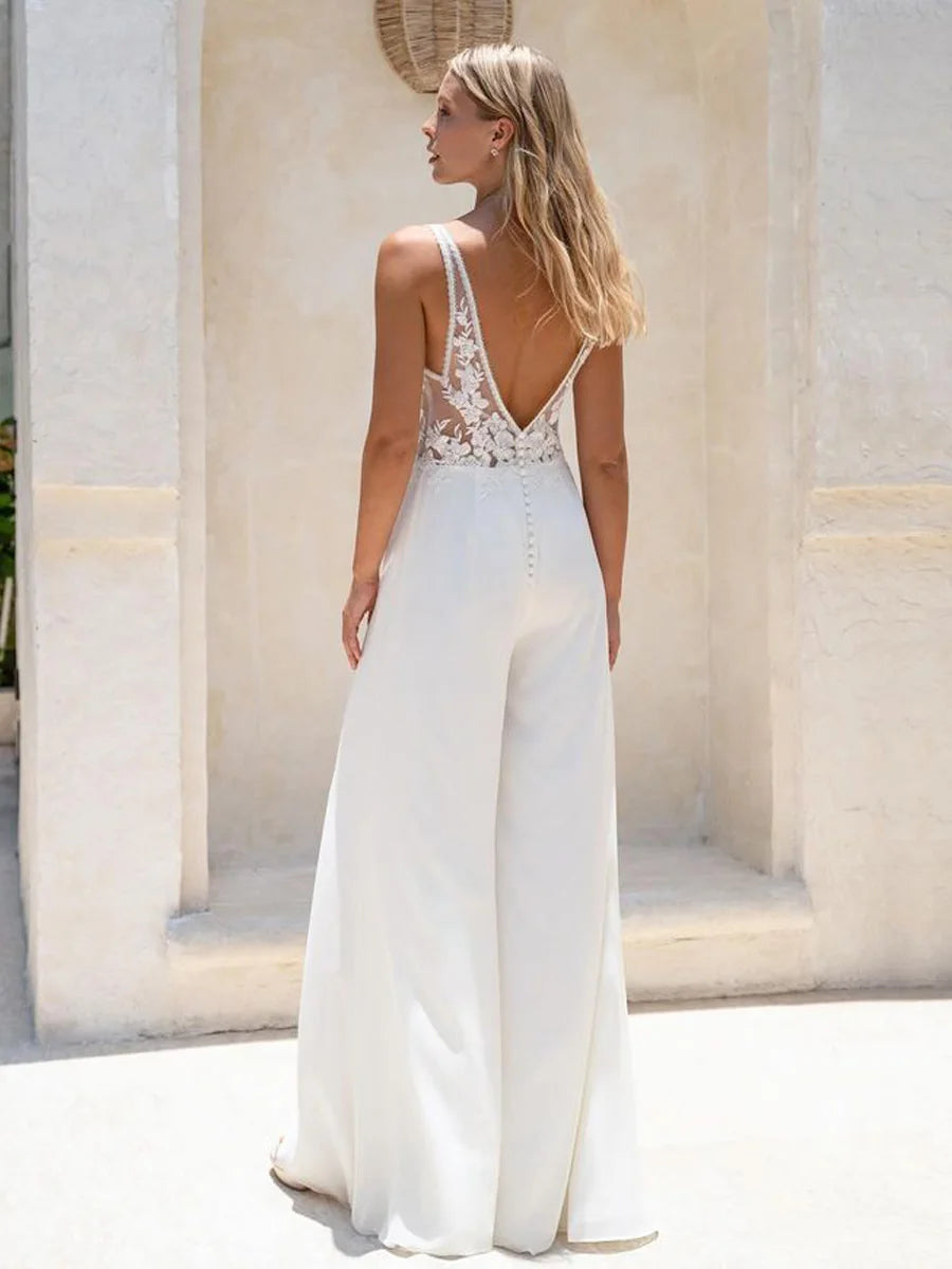 Wedding Jumpsuit Beach Boho Bridal Suit, Be the epitome of boho chic on your special day with our Beach Boho Wedding Jumpsuit.
