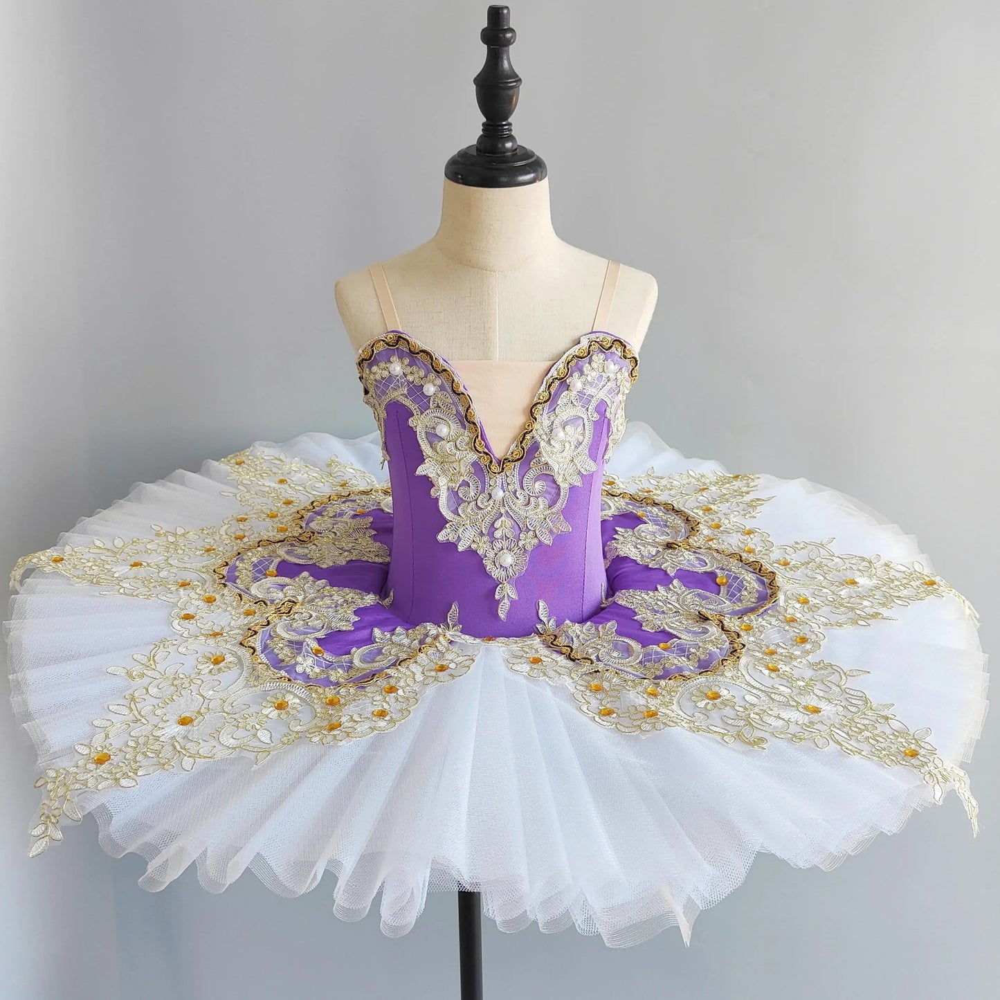 Red Crystal Lace Professional Ballet Tutu Classical Pancake Tutu Ballerina Costumes For Girls