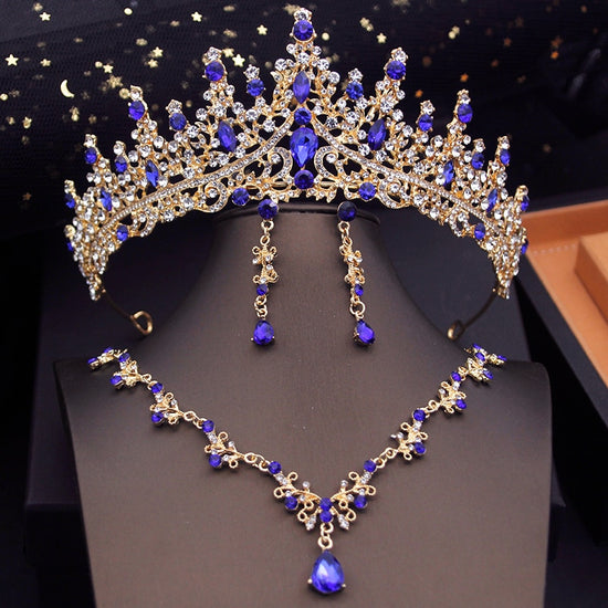 Crown Bridal Sets for Women Necklace Tiara Earrings Jewelry Accessories