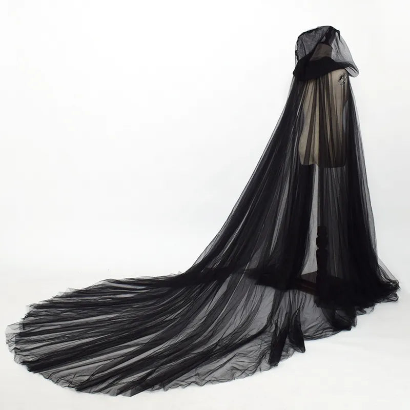 Tulle Bridal Cape With Hood Wedding Day Cloak Bridal Shawl Accessory, Enhance your wedding ensemble with our exquisite hooded cape