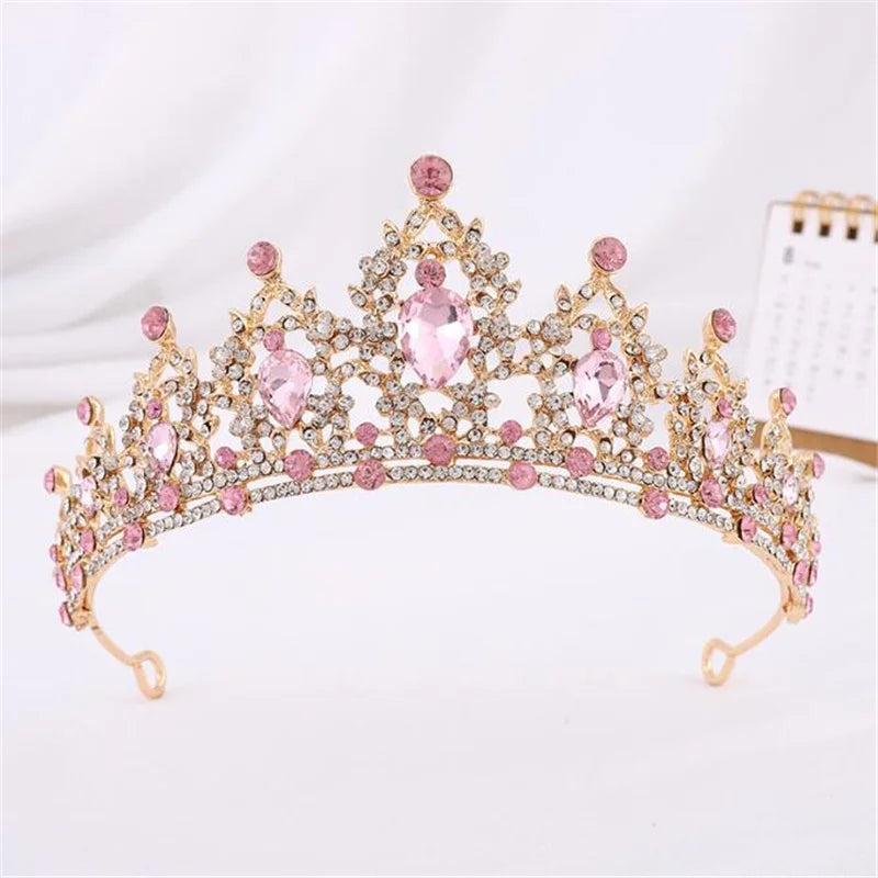Quinceanera Crystal Tiara Crown for Girls Party Hair Accessory, Elevate your little princess's birthday party attire with our Crystal Crown for Girls!