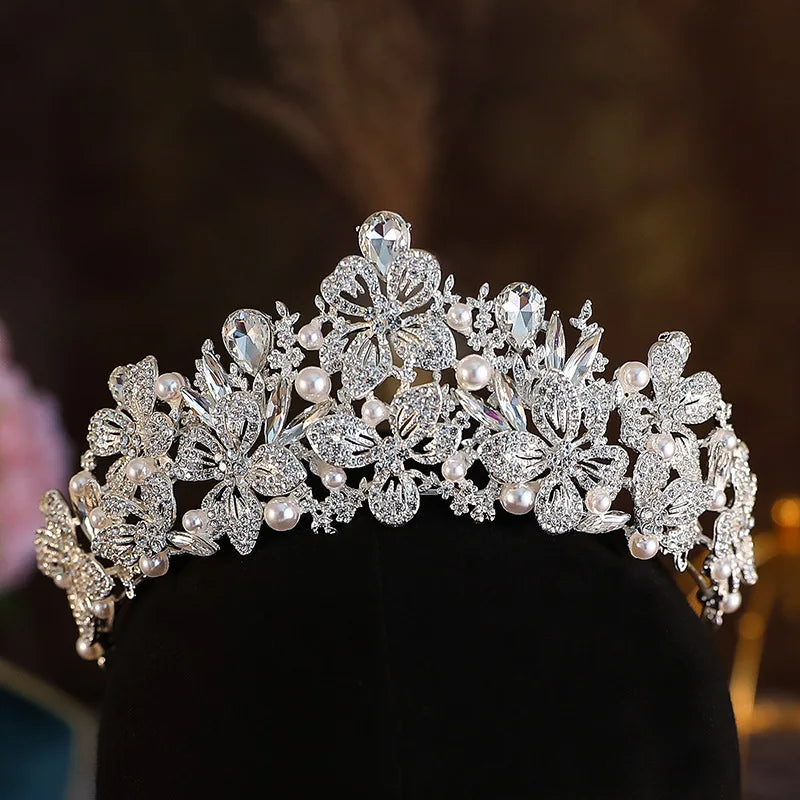 Wedding Tiara Crystal Pearl Bridal Crown Hair Accessory  display picture 3