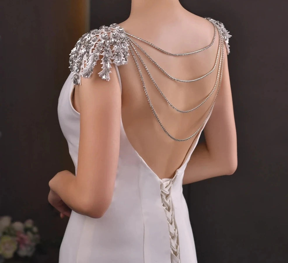 Bridal Shoulder Cover Up Wedding Crystal Beaded Vintage Tassels Chain