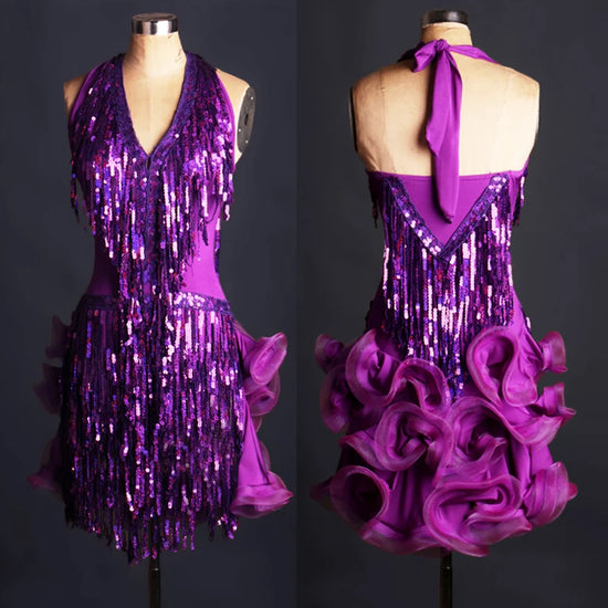Latin Dance Fringe Dress Professional Competition Costume For Women