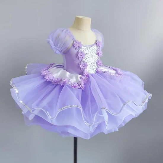 Girls Sequined Ballerina Dance Tutu Dress Costume
