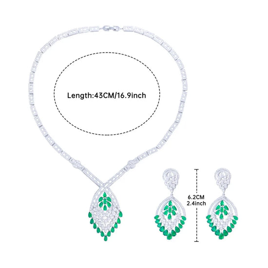 Faux Emerald Cubic Zirconia 2PCS Wedding Jewelry Set  for Women