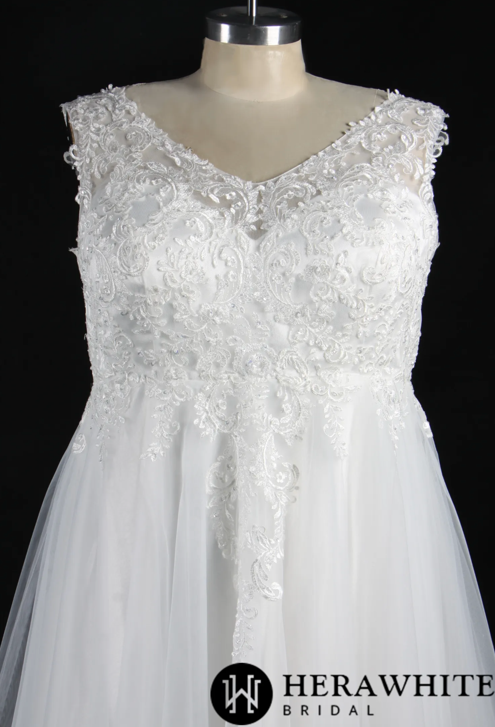 Plus Size Corset Beaded Lace On Tulle Bridal Gown