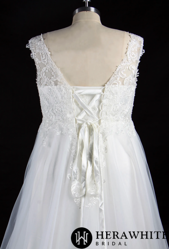 Plus Size Corset Beaded Lace On Tulle Bridal Gown