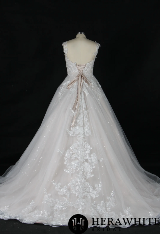 Shimmer Lace Straps A-Line Wedding Dress