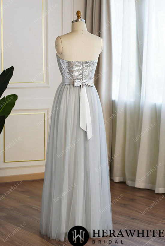 Sequin Strapless A-line Bridesmaid Gown