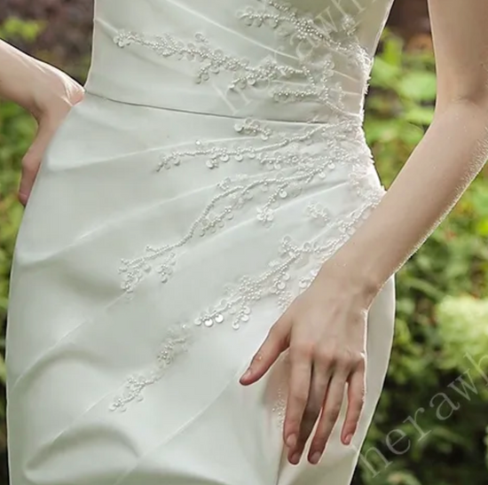 Strapless Silky Satin Wedding Dress With Detachable Overskirt