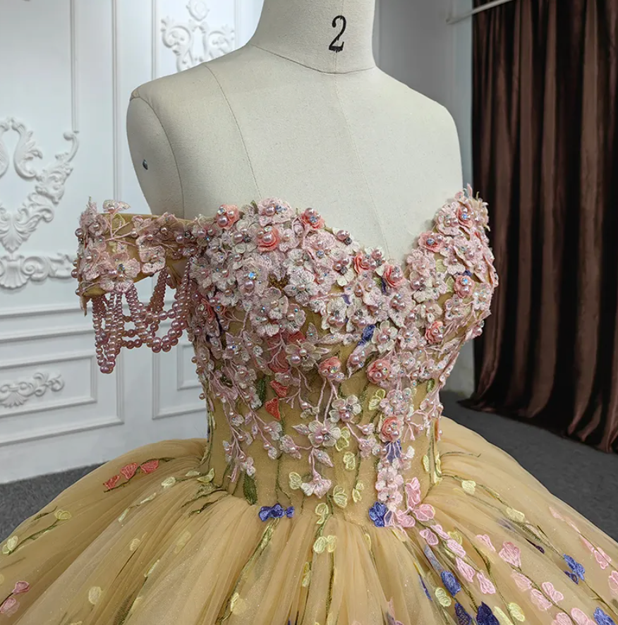 Quinceanera Flower Ball Gown Dress