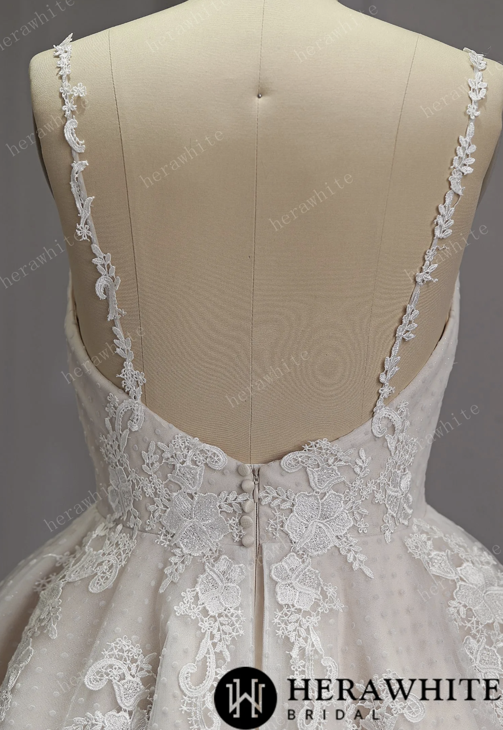 Mini Short Wedding Dress Tulle Polka Dot No Train, The polka dot tulle fabric adds a playful touch to the classic ballgown silhouette. And the lace detailing adds a touch of romance a