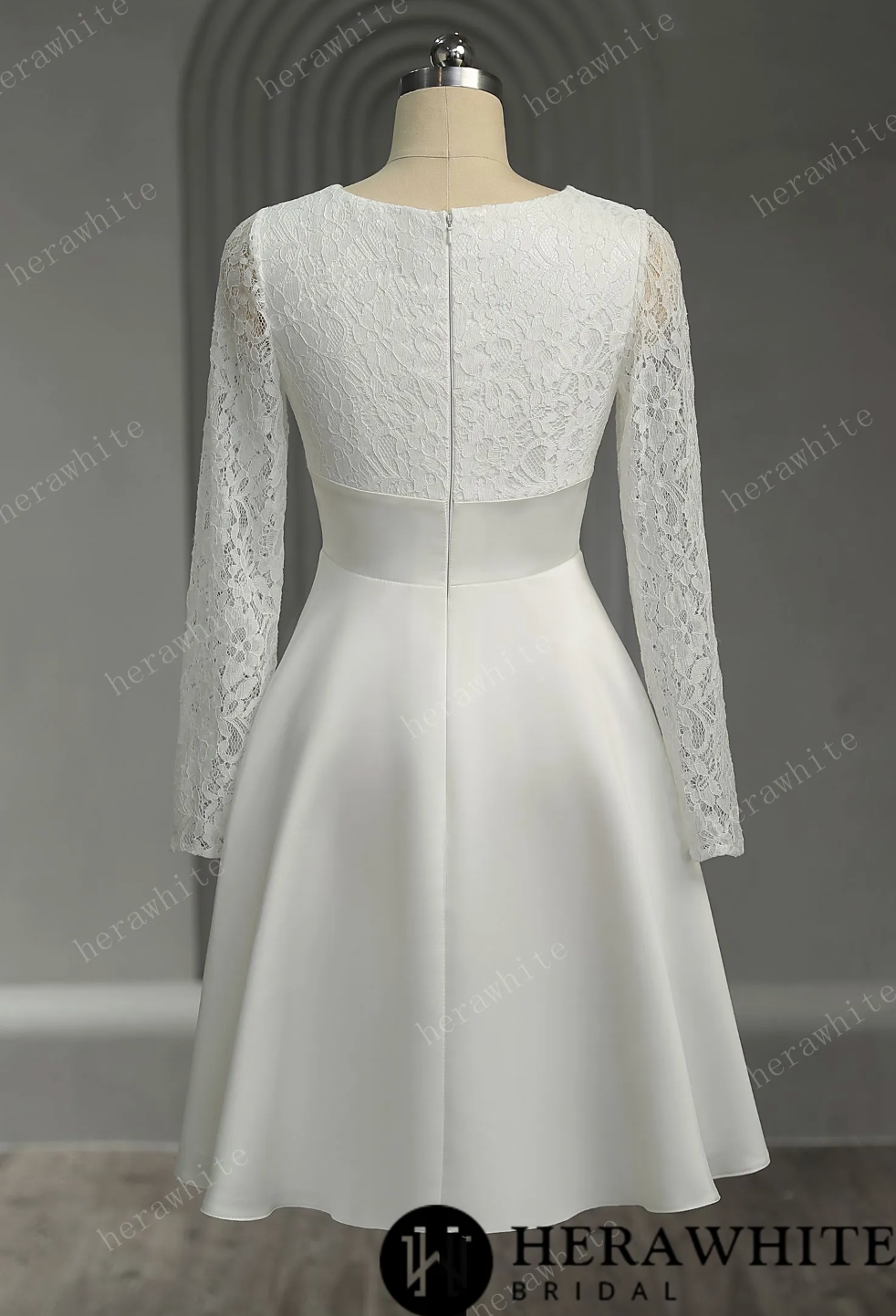 Classic V Neck Lace Short Wedding Dress