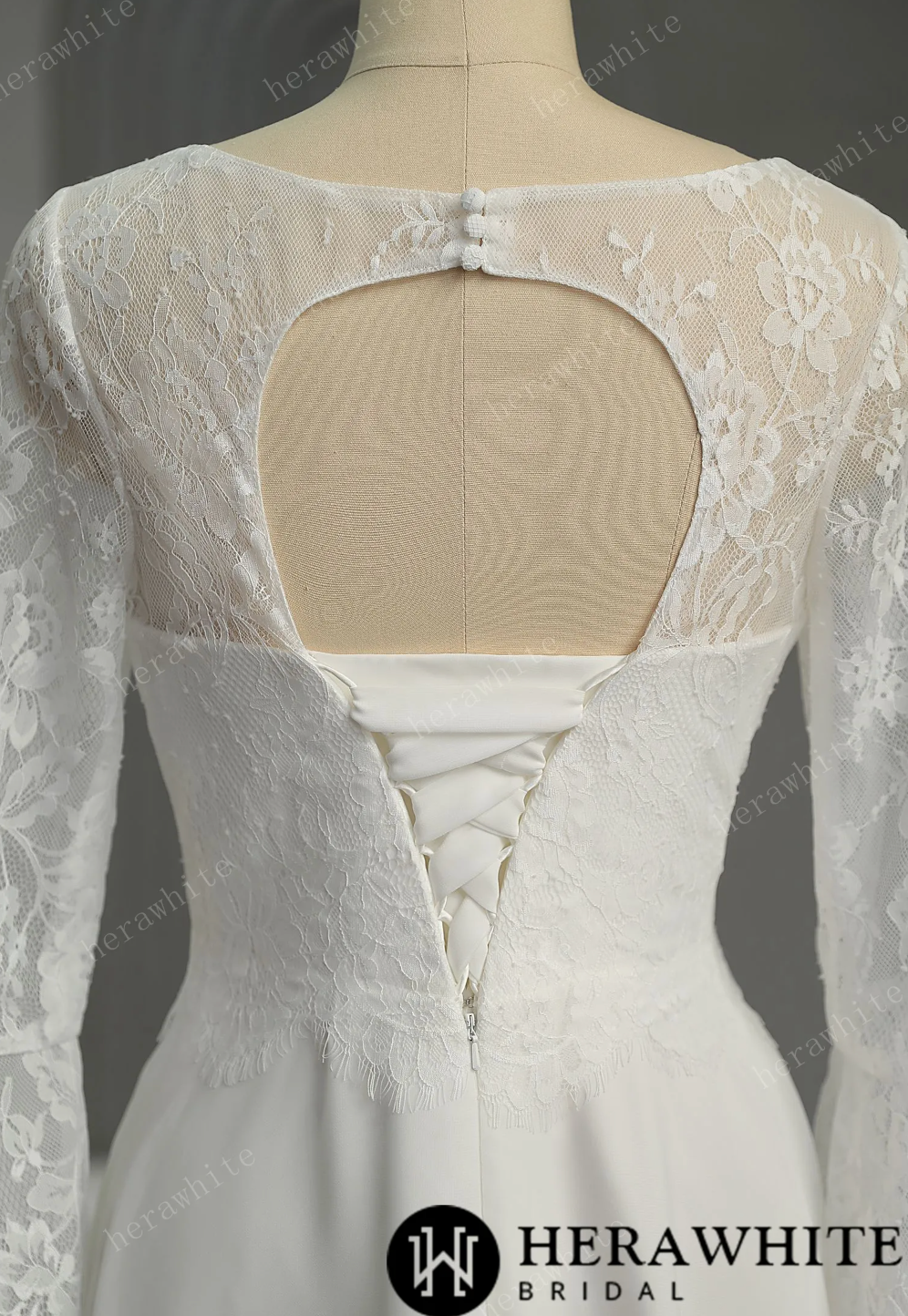 Mini Short Wedding Dress Lace Illusion Trumpet Long Sleeves, The silk chiffon fabric gives the dress a luxurious and silky appearance, while the lace adds a d