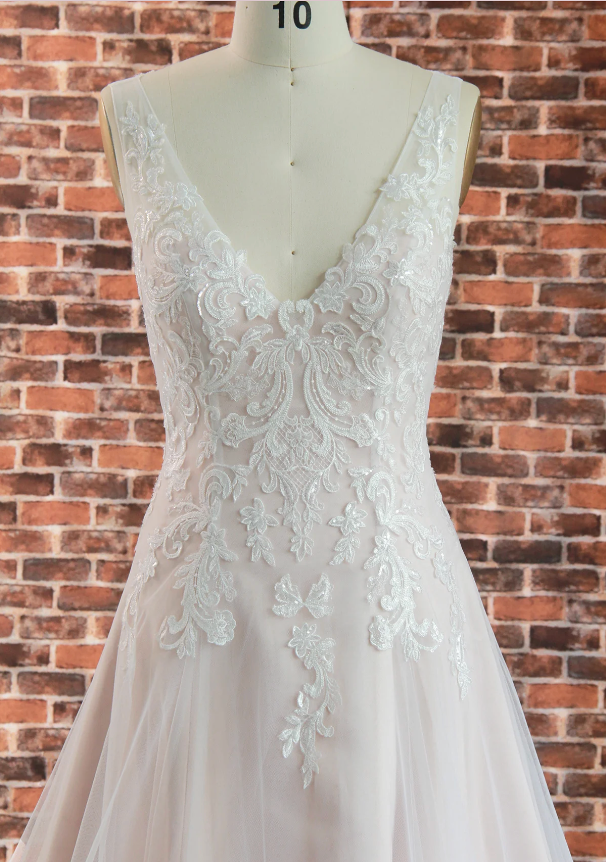 Ultra-Romantic V-Neck Heart-Shape Back Wedding Gown