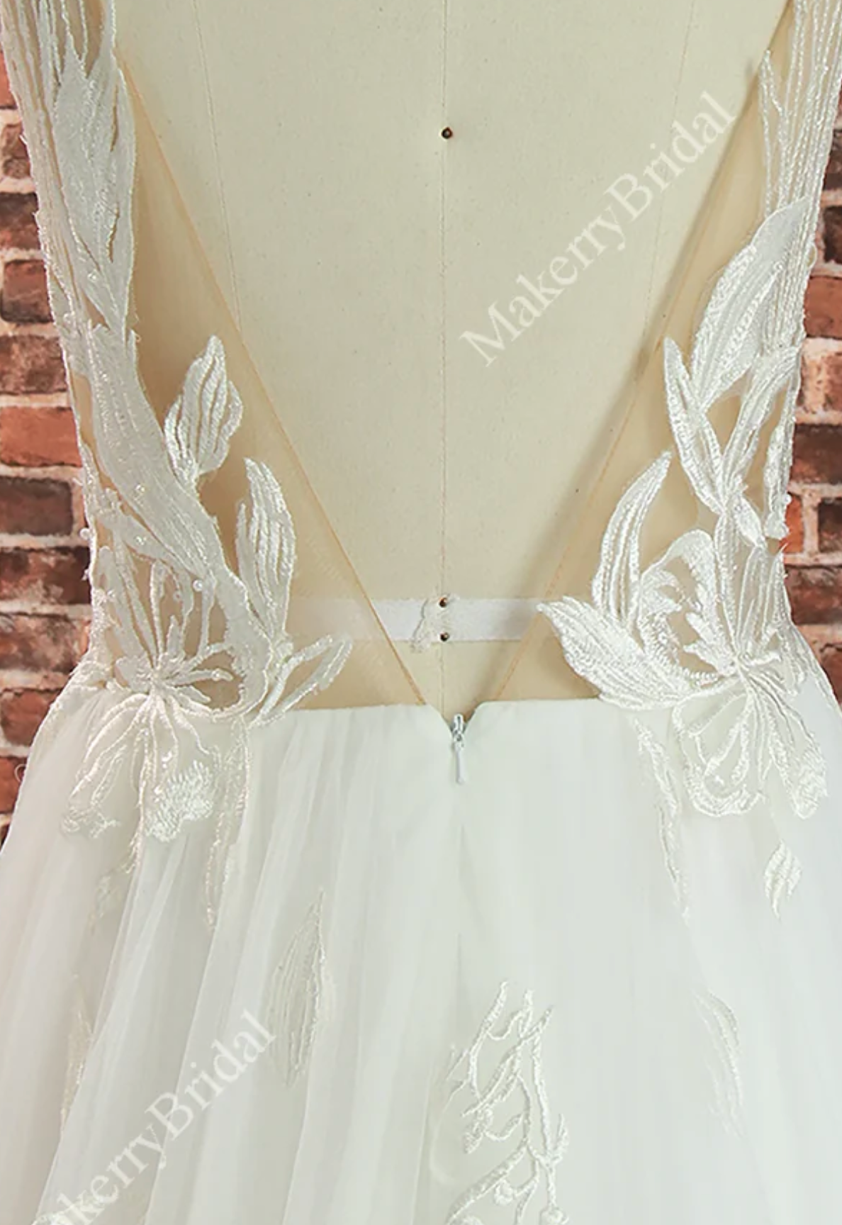 Wedding Dress Floral Lace A Line With Train Bridal Gown